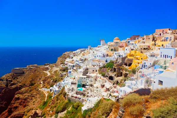 Panoramic View Santorini Cyclades Island Greece — стокове фото