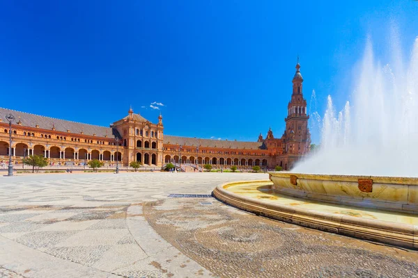 Híres Plaza Espana Sevillában Nyáron Spanyolországban — Stock Fotó