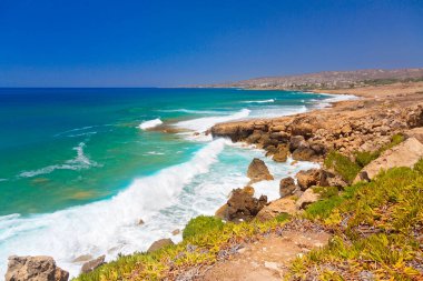 Kıbrıs, Paphos yakınlarındaki güzel sahil ve deniz manzarası