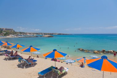 Kıbrıs, Paphos yakınlarındaki güzel sahil ve deniz manzarası