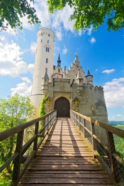 Panoramisch Uitzicht Kasteel Lichtenstein Duitsland — Stockfoto