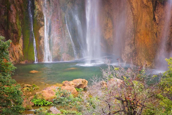 Beautiful Waterfall Plitvice Lakes Croatia — 스톡 사진