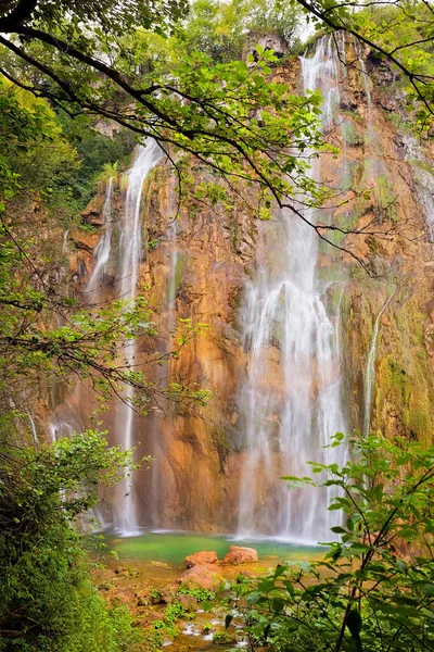 Beautiful Waterfall Plitvice Lakes Croatia — Foto Stock