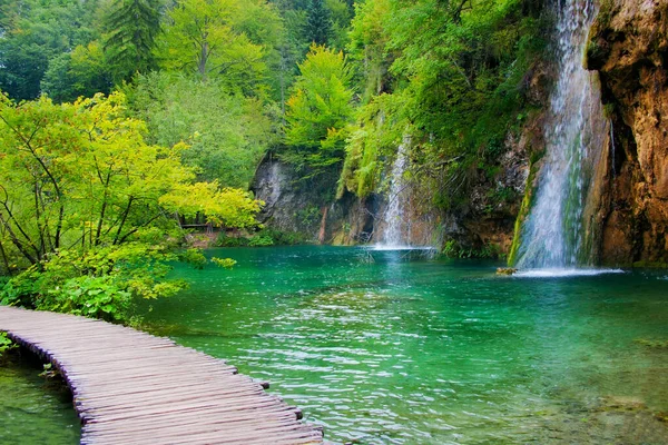 Beautiful Waterfall Plitvice Lakes Croatia — 图库照片