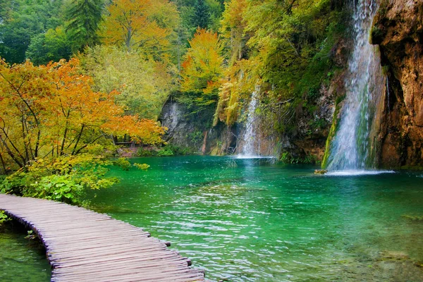 Beautiful Waterfall Plitvice Lakes Croatia — стокове фото