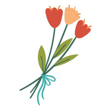 İzole edilmiş beyaz arkaplanda basit buket lale çiçekleri