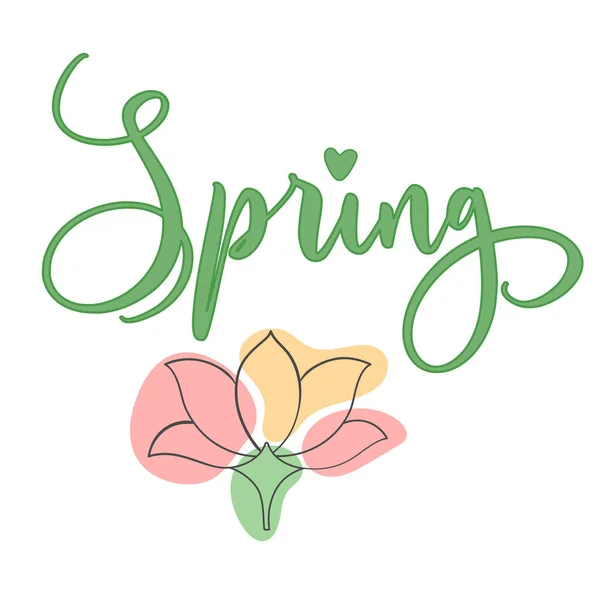 抽象的な花のラインと色の春の手紙 — ストックベクタ