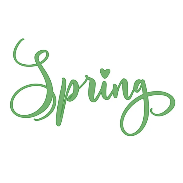 Letras de primavera con líneas y colores verdes. — Vector de stock