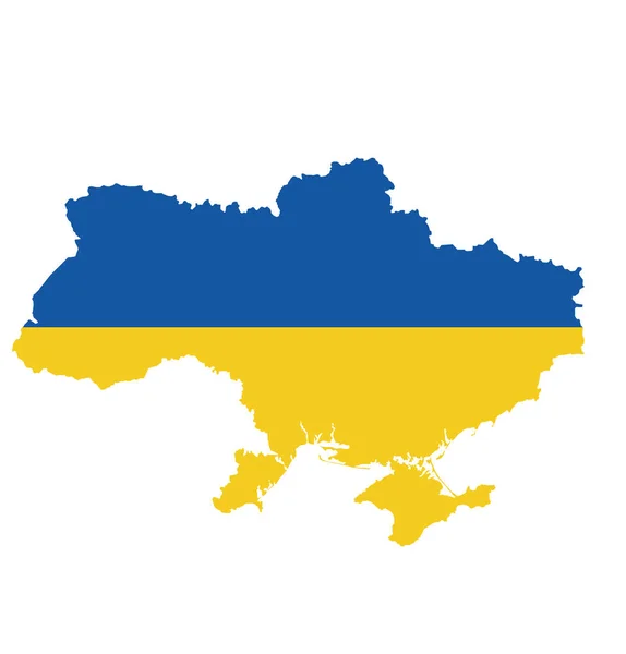 Carte Ukraine Avec Drapeau Ukranien Sur Fond Blanc Isolé — Image vectorielle