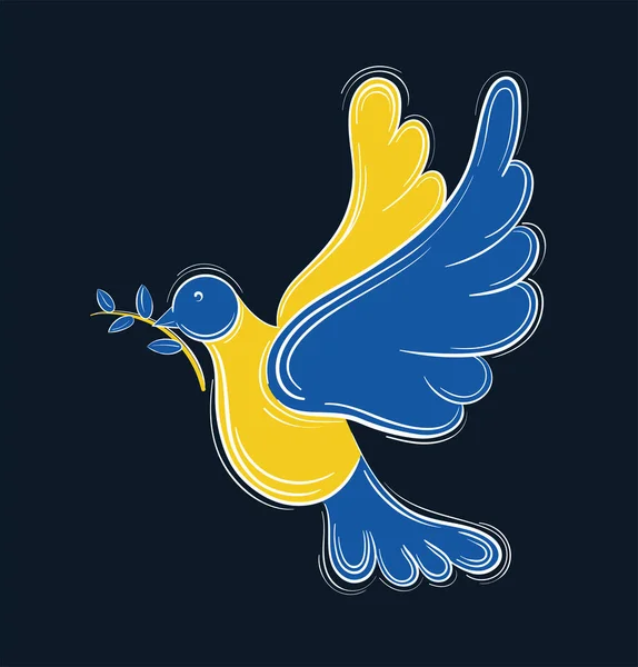 ウクライナの平和の象徴鳩 ウクライナ国旗 — ストックベクタ