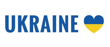 Ukrayna bayrağı ve kalbi olan Ukrayna metni