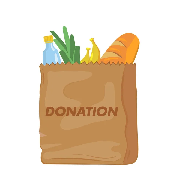 Vector illustration donation bag with organic food — Stock Vector