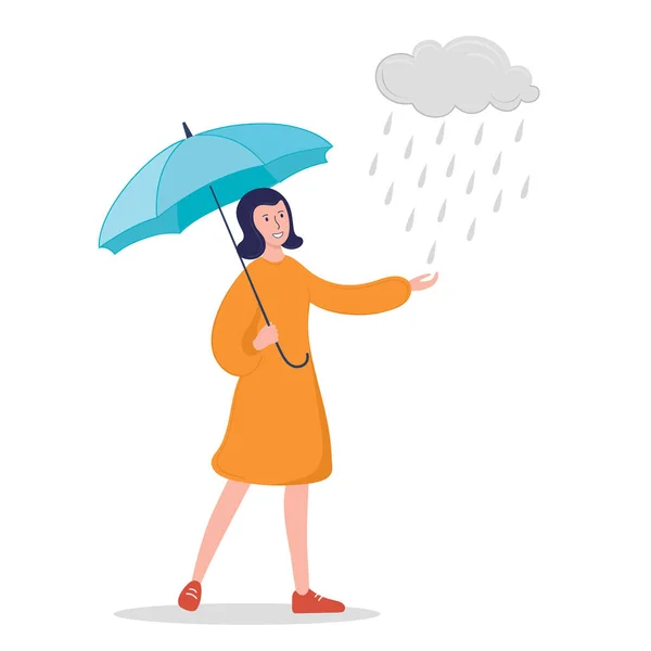 Chica de ilustración vectorial con paraguas y zapatillas como raine. — Archivo Imágenes Vectoriales