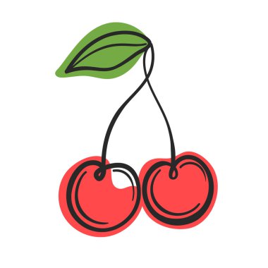 Vektör illüstrasyon yaz meyvesi kırmızı kiraz bir satır soyut dolgu