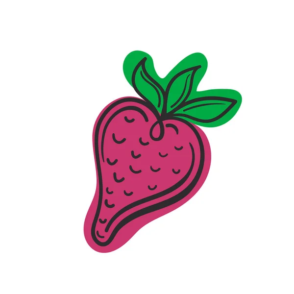病媒图例夏季水果红草莓一行带有抽象填充物 — 图库矢量图片