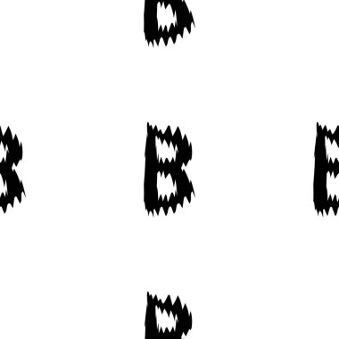Beyaz arka planda siyah alfabe B harfleri. Kusursuz soyut vektör geometrik desen. Hediye ambalaj kağıdı, çarşaf ve iç döşeme için mükemmel. Okul ve öğrenme teması.