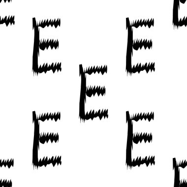 Beyaz arkaplanda siyah alfabe harfleri. Kusursuz soyut vektör geometrik desen. Hediye ambalaj kağıdı, çarşaf ve iç döşeme için mükemmel. Okul ve öğrenme teması.