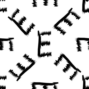 Beyaz arkaplanda siyah alfabe harfleri. Kusursuz soyut vektör geometrik desen. Hediye ambalaj kağıdı, çarşaf ve iç döşeme için mükemmel. Okul ve öğrenme teması.