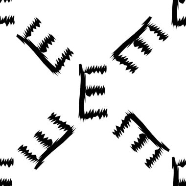 Beyaz arkaplanda siyah alfabe harfleri. Kusursuz soyut vektör geometrik desen. Hediye ambalaj kağıdı, çarşaf ve iç döşeme için mükemmel. Okul ve öğrenme teması.