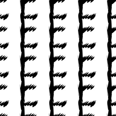 Beyaz arkaplanda siyah alfabe harfleri. Kusursuz soyut vektör geometrik desen. Hediye ambalaj kağıdı, çarşaf ve iç döşeme için mükemmel. Okul ve öğrenme teması.