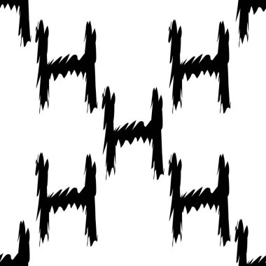 Beyaz arkaplanda siyah alfabe harfleri. Kusursuz soyut vektör geometrik desen. Hediye ambalaj kağıdı, çarşaf ve iç döşeme için mükemmel. Okul ve öğrenme teması.