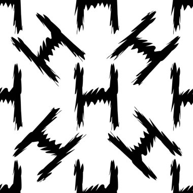 Beyaz arkaplanda siyah alfabe harfleri. Kusursuz soyut vektör geometrik desen. Hediye ambalaj kağıdı, çarşaf ve iç döşeme için mükemmel. Okul ve öğrenme teması.