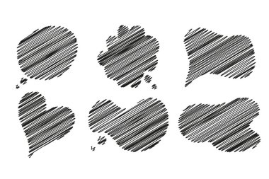 Konuşma baloncuğu cümleleri el çizimi büyük bir set. Çevrimiçi sohbet bulutları farklı sözcüklerle yorum yapar bilgi beyaz arkaplanda izole edilmiş vektörü şekillendirir. Stok illüstrasyonu