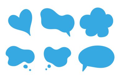 Konuşma baloncuğu cümleleri el çizimi büyük bir set. Çevrimiçi sohbet bulutları farklı sözcüklerle yorum yapar bilgi beyaz arkaplanda izole edilmiş vektörü şekillendirir. Stok illüstrasyonu