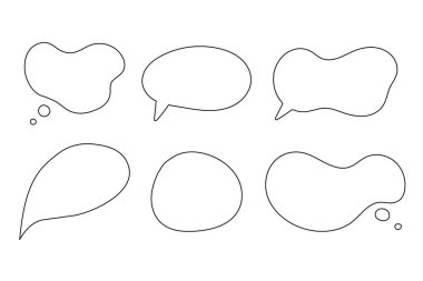 Konuşma baloncuğu cümleleri el çizimi büyük bir set. Çevrimiçi sohbet bulutları farklı sözcüklerle yorum yapar bilgi beyaz arkaplanda izole edilmiş vektörü şekillendirir. Stok illüstrasyonu