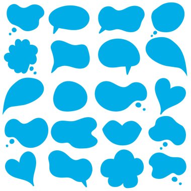 Konuşma baloncuğu cümleleri el çizimi büyük bir set. Çevrimiçi sohbet bulutları farklı sözcüklerle yorum yapar bilgi beyaz arkaplanda izole edilmiş vektörü şekillendirir. Stok illüstrasyonu