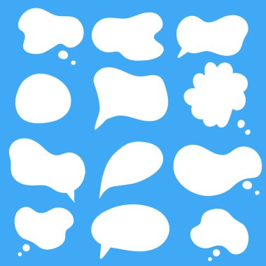 Konuşma baloncuğu cümleleri el çizimi büyük bir set. Çevrimiçi sohbet bulutları farklı sözcüklerle yorum yapar bilgi beyaz arkaplanda izole edilmiş vektörü şekillendirir. Stok illüstrasyonu