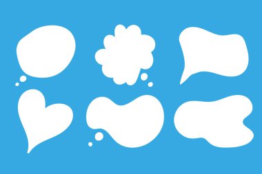 Konuşma baloncuğu cümleleri el çizimi büyük bir set. Çevrimiçi sohbet bulutları farklı sözcüklerle yorum yapar bilgi beyaz arkaplanda izole edilmiş vektörü şekillendirir. Stok illüstrasyonu