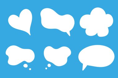 Konuşma baloncuğu cümleleri el çizimi büyük bir set. Çevrimiçi sohbet bulutları farklı sözcüklerle yorum yapar bilgi beyaz arkaplanda izole edilmiş vektörü şekillendirir. Stok illüstrasyonu