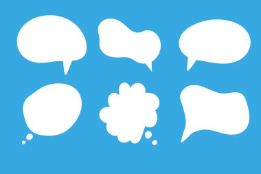 Konuşma baloncuğu cümleleri el çizimi büyük bir set. Çevrimiçi sohbet bulutları farklı sözcüklerle yorum yapar bilgi beyaz arkaplanda izole edilmiş vektörü şekillendirir. Stok illüstrasyonu