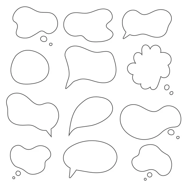 Discurso Frases Burbujas Mano Dibujar Gran Conjunto Nubes Chat Línea — Vector de stock