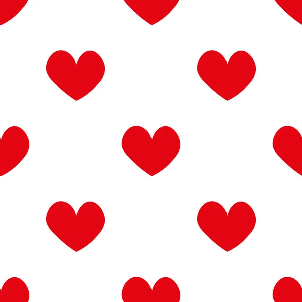 Red Hearts Doodle Style Seamless Romantic Pattern Colorful Hearts White — Διανυσματικό Αρχείο