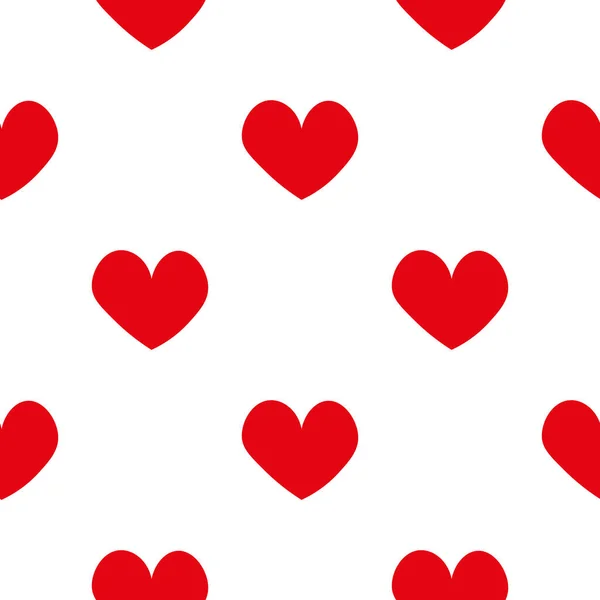 Red Hearts Doodle Style Seamless Romantic Pattern Colorful Hearts White — Διανυσματικό Αρχείο