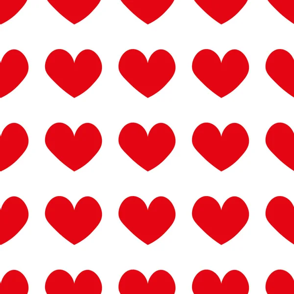 Red Hearts Doodle Style Seamless Romantic Pattern Colorful Hearts White — Διανυσματικό Αρχείο