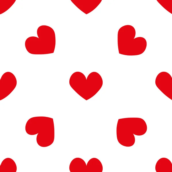 Red Hearts Doodle Style Seamless Romantic Pattern Colorful Hearts White — Διανυσματικό Αρχείο