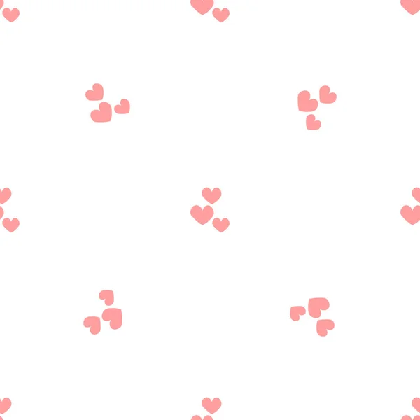 Pink Hearts Doodle Style Seamless Romantic Pattern Colorful Hearts White — Διανυσματικό Αρχείο