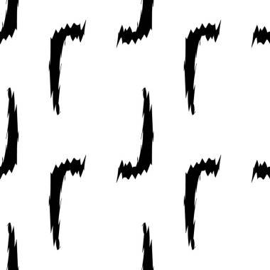 Beyaz arkaplanda siyah alfabe harfleri. Kusursuz soyut vektör geometrik desen. Hediye ambalaj kağıdı, çarşaf ve iç döşeme için mükemmel. Okul ve öğrenme teması.