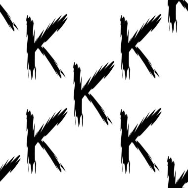 Beyaz arkaplanda siyah alfabe harfleri. Kusursuz soyut vektör geometrik desen. Hediye ambalaj kağıdı, çarşaf ve iç döşeme için mükemmel. Okul ve öğrenme teması.