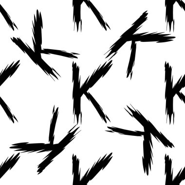 Beyaz arkaplanda siyah alfabe harfleri. Kusursuz soyut vektör geometrik desen. Hediye ambalaj kağıdı, çarşaf ve iç döşeme için mükemmel. Okul ve öğrenme teması.