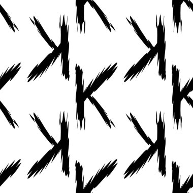 Beyaz arkaplanda siyah alfabe harfleri. Kusursuz soyut vektör geometrik desen. Hediye ambalaj kağıdı, çarşaf ve iç döşeme için mükemmel. Okul ve öğrenme teması.