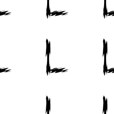 Beyaz arkaplanda siyah alfabe harfleri. Kusursuz soyut vektör geometrik desen. Hediye ambalaj kağıdı, çarşaf ve iç döşeme için mükemmel. Okul ve öğrenme teması.