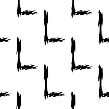 Beyaz arkaplanda siyah alfabe harfleri. Kusursuz soyut vektör geometrik desen. Hediye ambalaj kağıdı, çarşaf ve iç döşeme için mükemmel. Okul ve öğrenme teması.