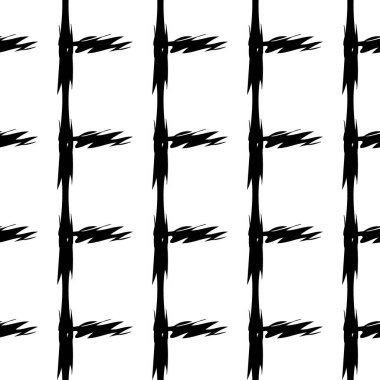 Beyaz arkaplanda siyah alfabe harfleri. Kusursuz soyut vektör geometrik desen. Hediye ambalaj kağıdı, çarşaf ve iç döşeme için mükemmel. Okul ve öğrenme teması.