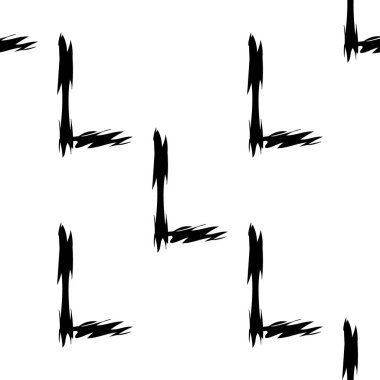 Beyaz arkaplanda siyah alfabe harfleri. Kusursuz soyut vektör geometrik desen. Hediye ambalaj kağıdı, çarşaf ve iç döşeme için mükemmel. Okul ve öğrenme teması.