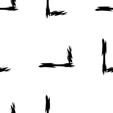 Beyaz arkaplanda siyah alfabe harfleri. Kusursuz soyut vektör geometrik desen. Hediye ambalaj kağıdı, çarşaf ve iç döşeme için mükemmel. Okul ve öğrenme teması.