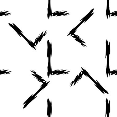 Beyaz arkaplanda siyah alfabe harfleri. Kusursuz soyut vektör geometrik desen. Hediye ambalaj kağıdı, çarşaf ve iç döşeme için mükemmel. Okul ve öğrenme teması.